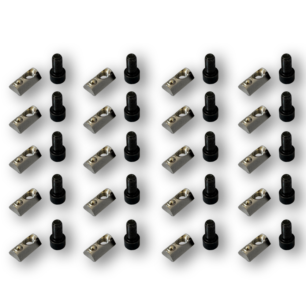 Hex Bolt and Ball-bearing Nut for 8mm T-Slot - Set of 10 or 20