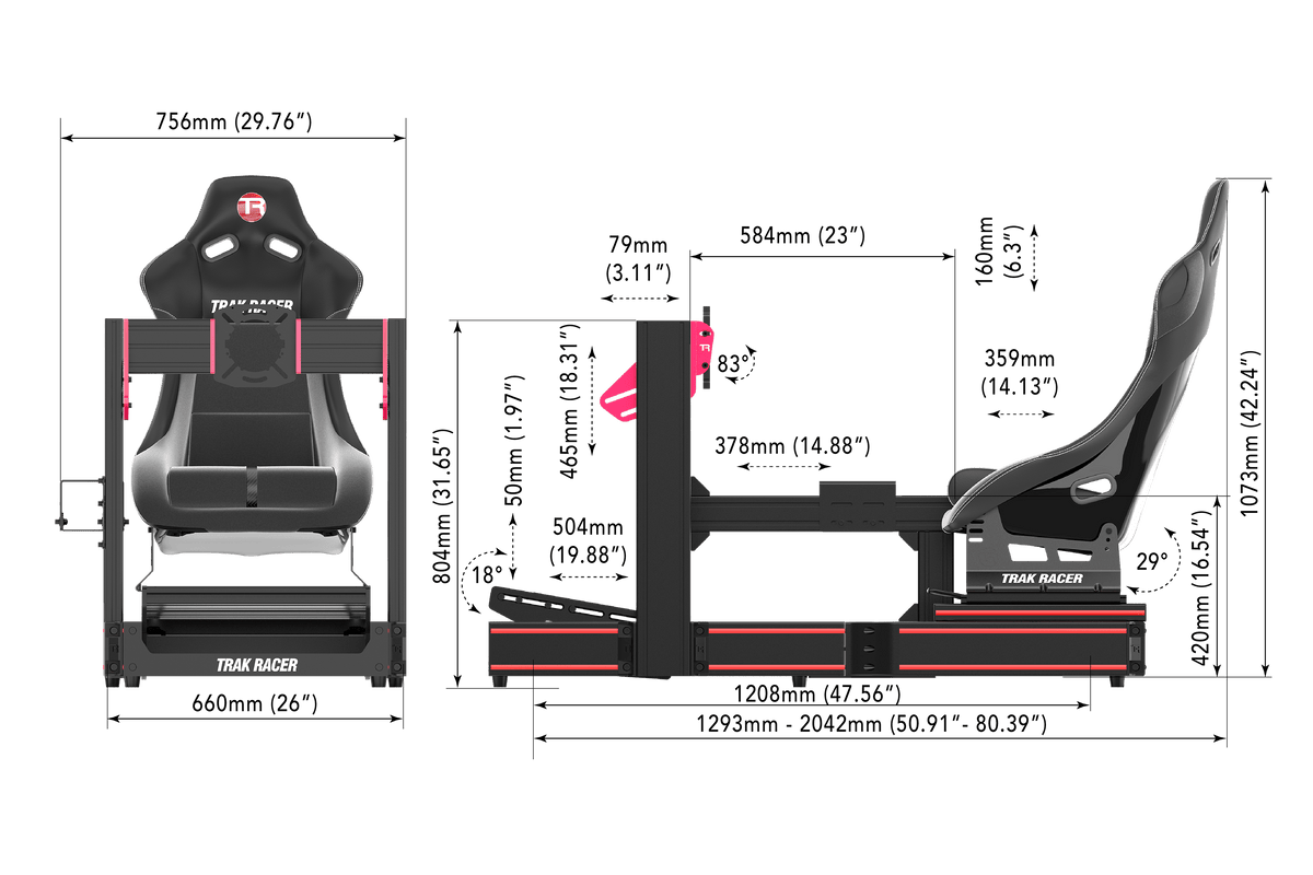 TR120S V2 Racing Simulator with Seat Slider Kit