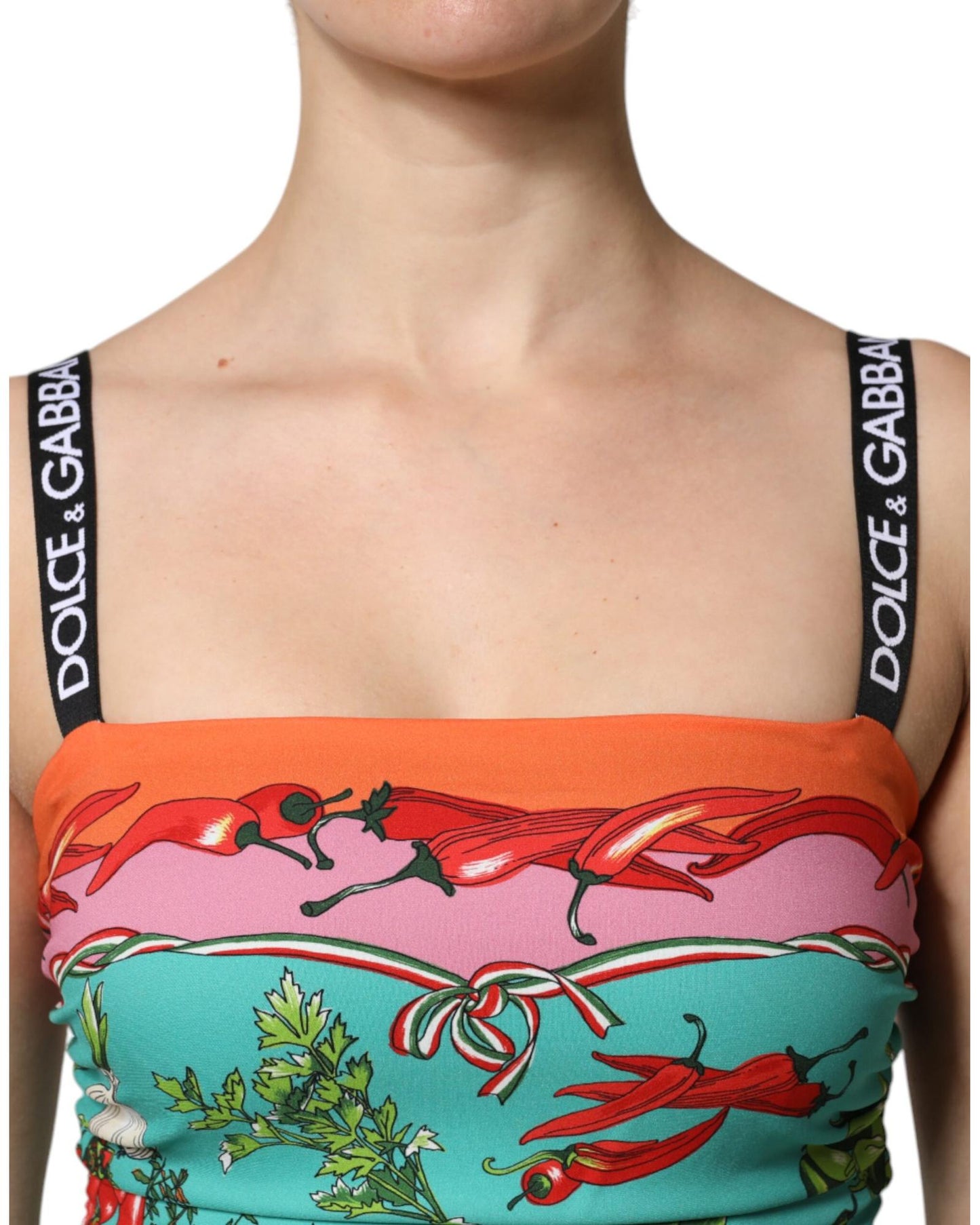 Dolce & Gabbana Women's Multicolor Printed Silk Sleeveless Midi Dress - 42 IT