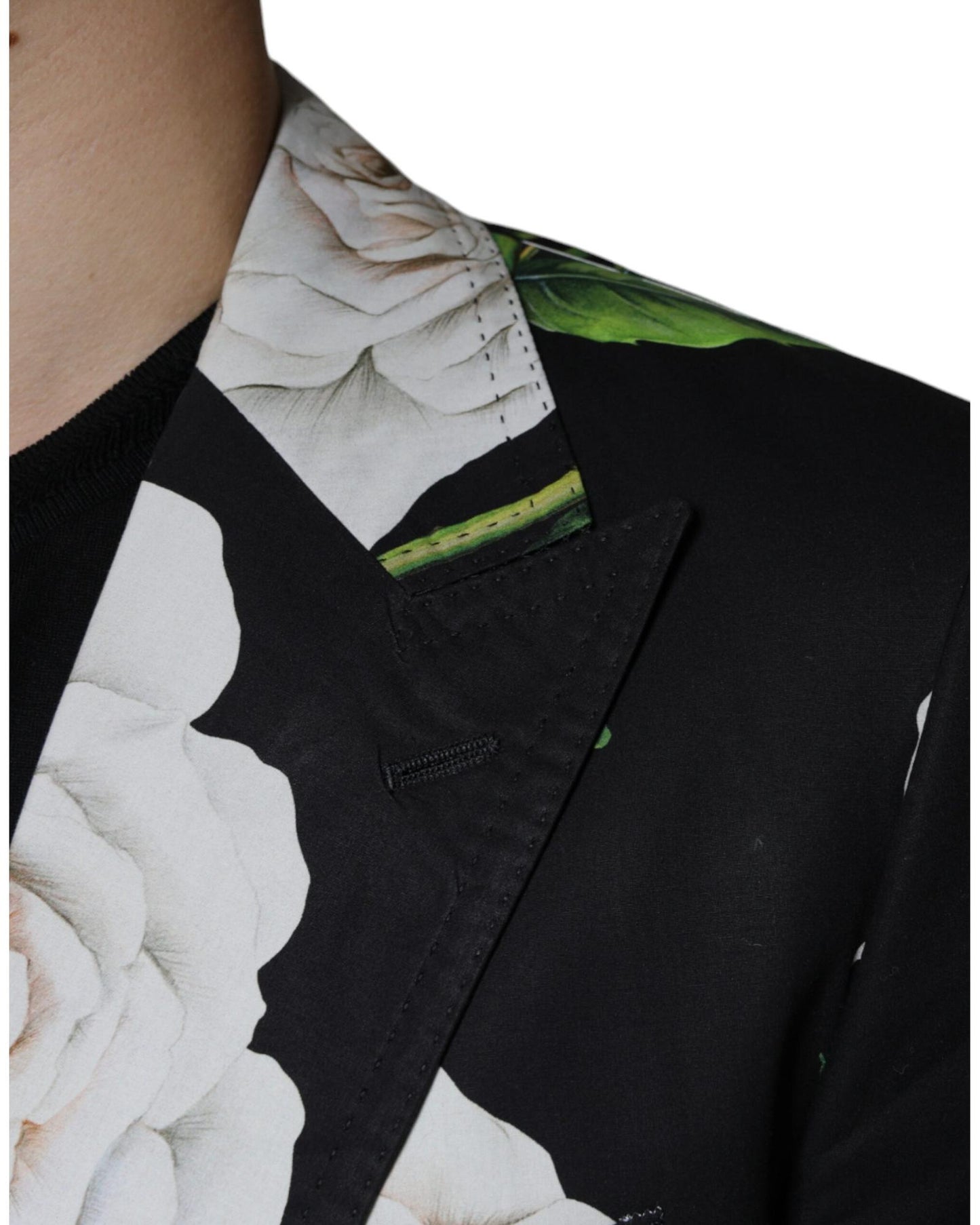Dolce & Gabbana Men's Black Rose Cotton Formal 2 Piece Suit - 50 IT