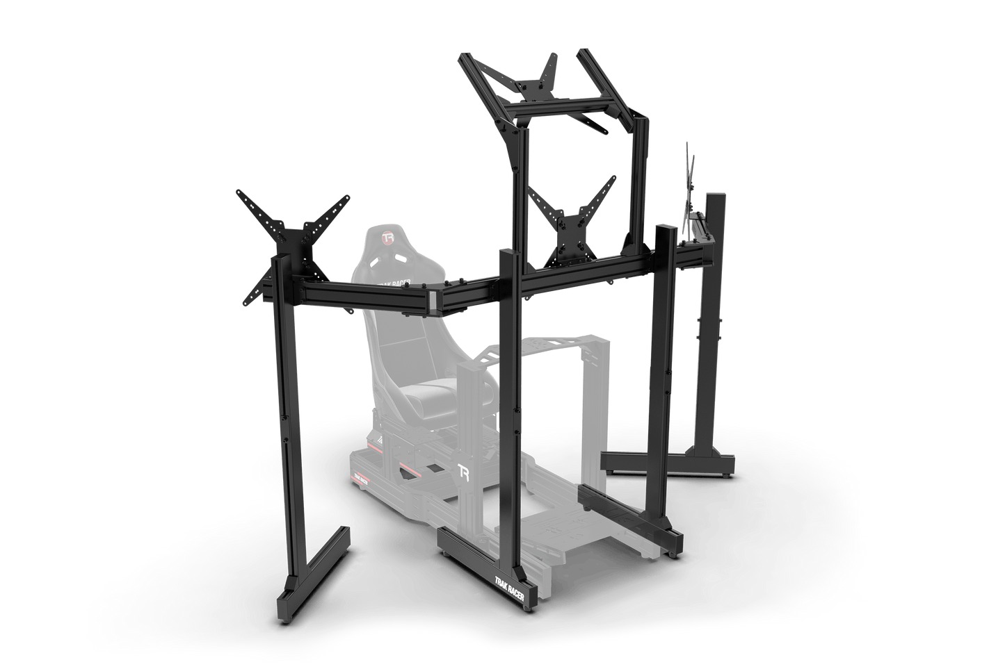 Freestanding Quad (4) Monitor Stand with Extra Leg Supports – Up to 55" Displays for Sim Racing, Flight Simulation & Truck Simulators