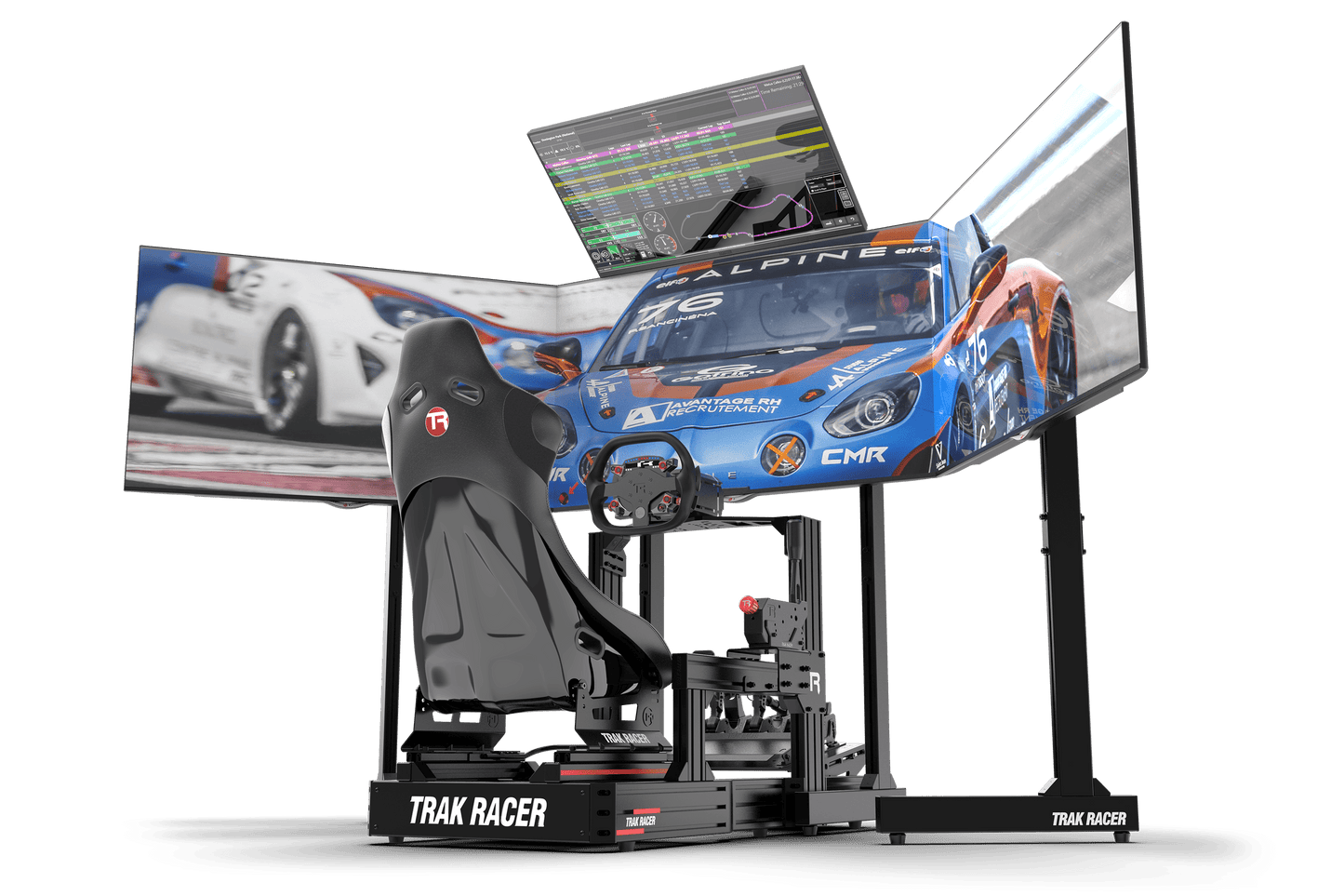 Freestanding Quad (4) Monitor Stand with Extra Leg Supports – Up to 55" Displays for Sim Racing, Flight Simulation & Truck Simulators