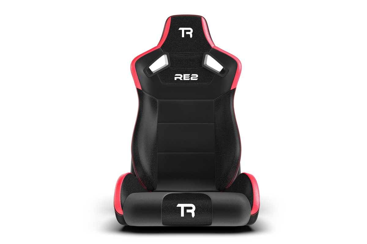 RE2 Dual-Lock Reclining Sim Racing Seat - Black/Red Leather-Style