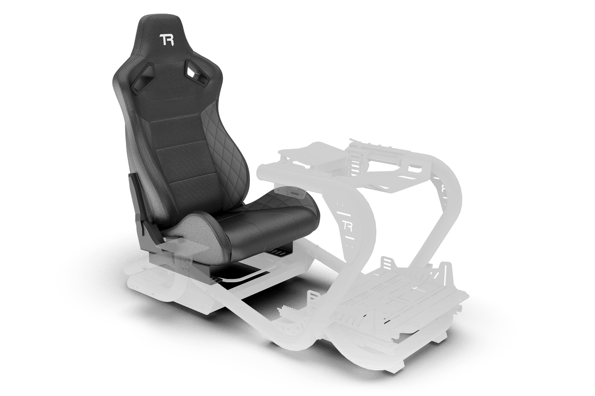 RE2 Dual-Lock Reclining Sim Racing Seat - White Diamond-Stitched Leather-Style