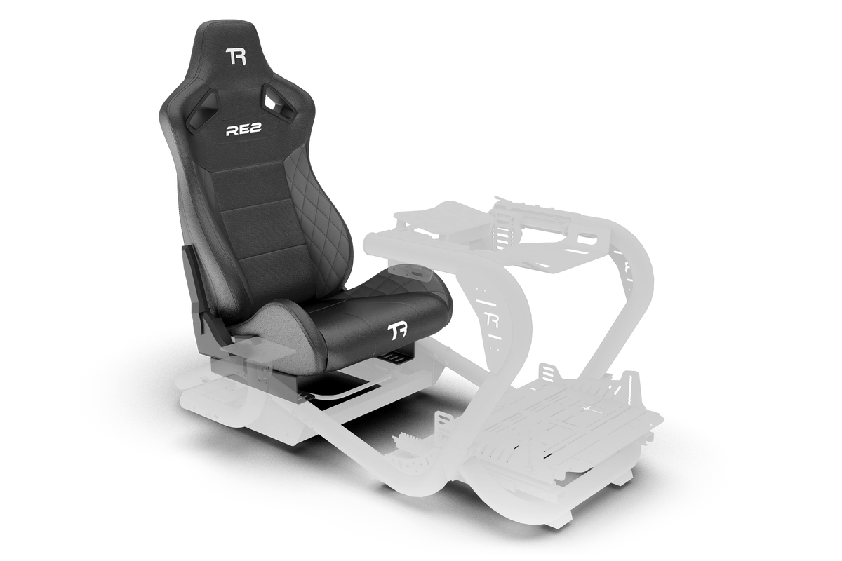 RE2 Dual-Lock Reclining Sim Racing Seat - Black Diamond-Stitched Leather-Style