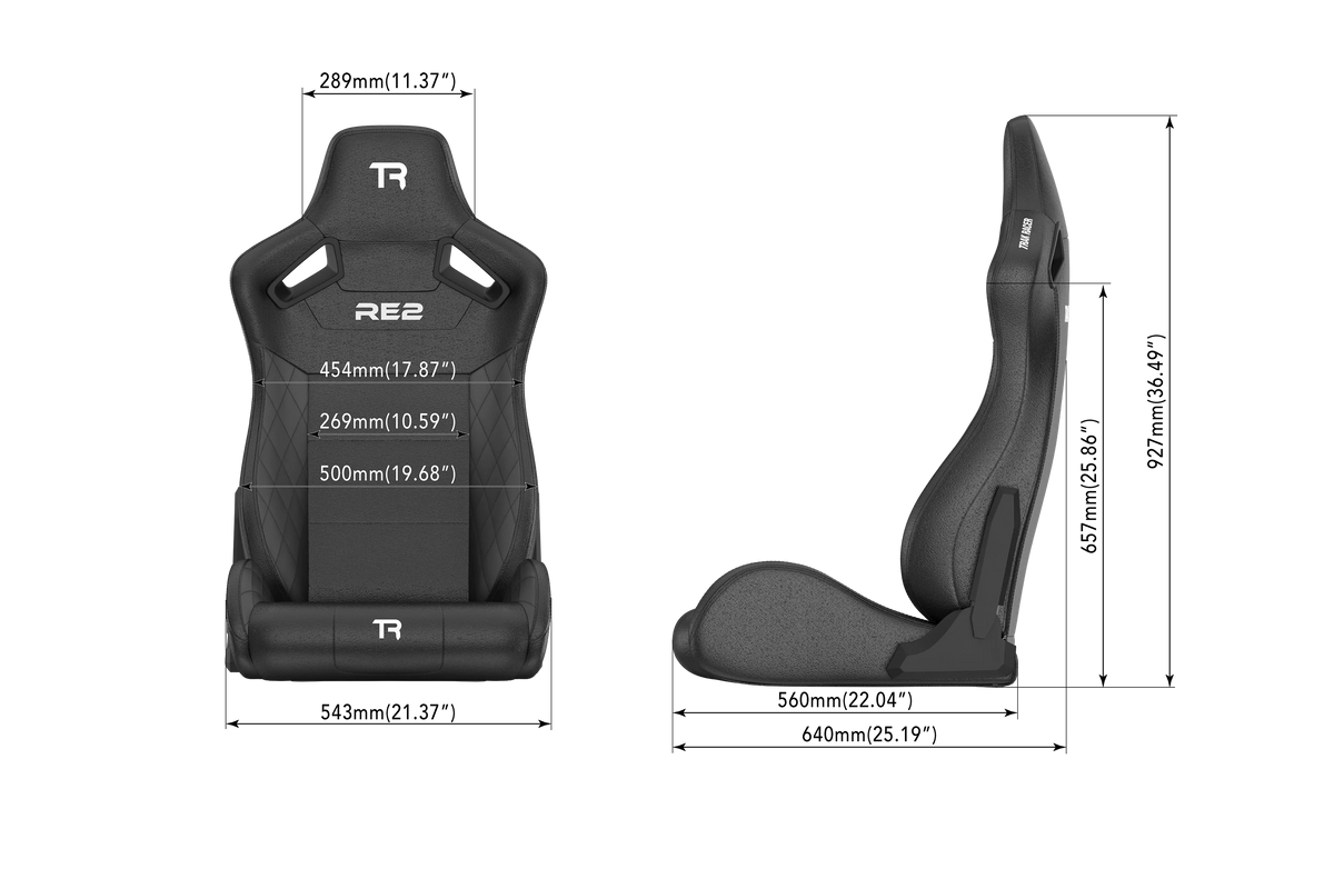 RE2 Dual-Lock Reclining Sim Racing Seat - Black Diamond-Stitched Leather-Style