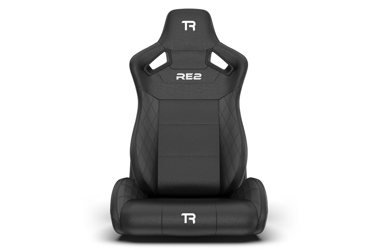 RE2 Dual-Lock Reclining Sim Racing Seat - Black Diamond-Stitched Leather-Style