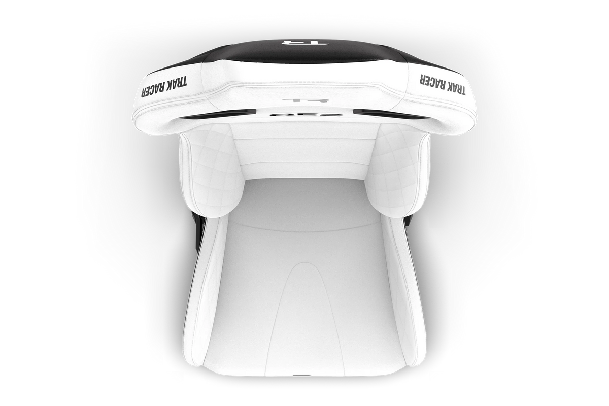 RE2 Dual-Lock Reclining Sim Racing Seat - White Diamond-Stitched Leather-Style