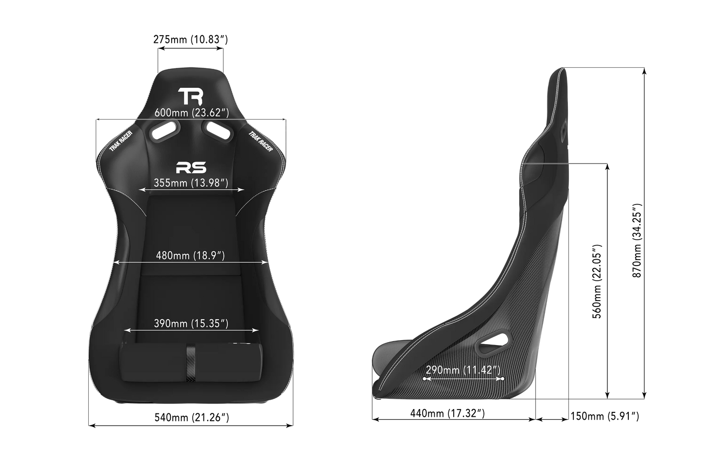 RS GT Rally-Pro Racing Bucket Seat - Carbon Fiber Finish