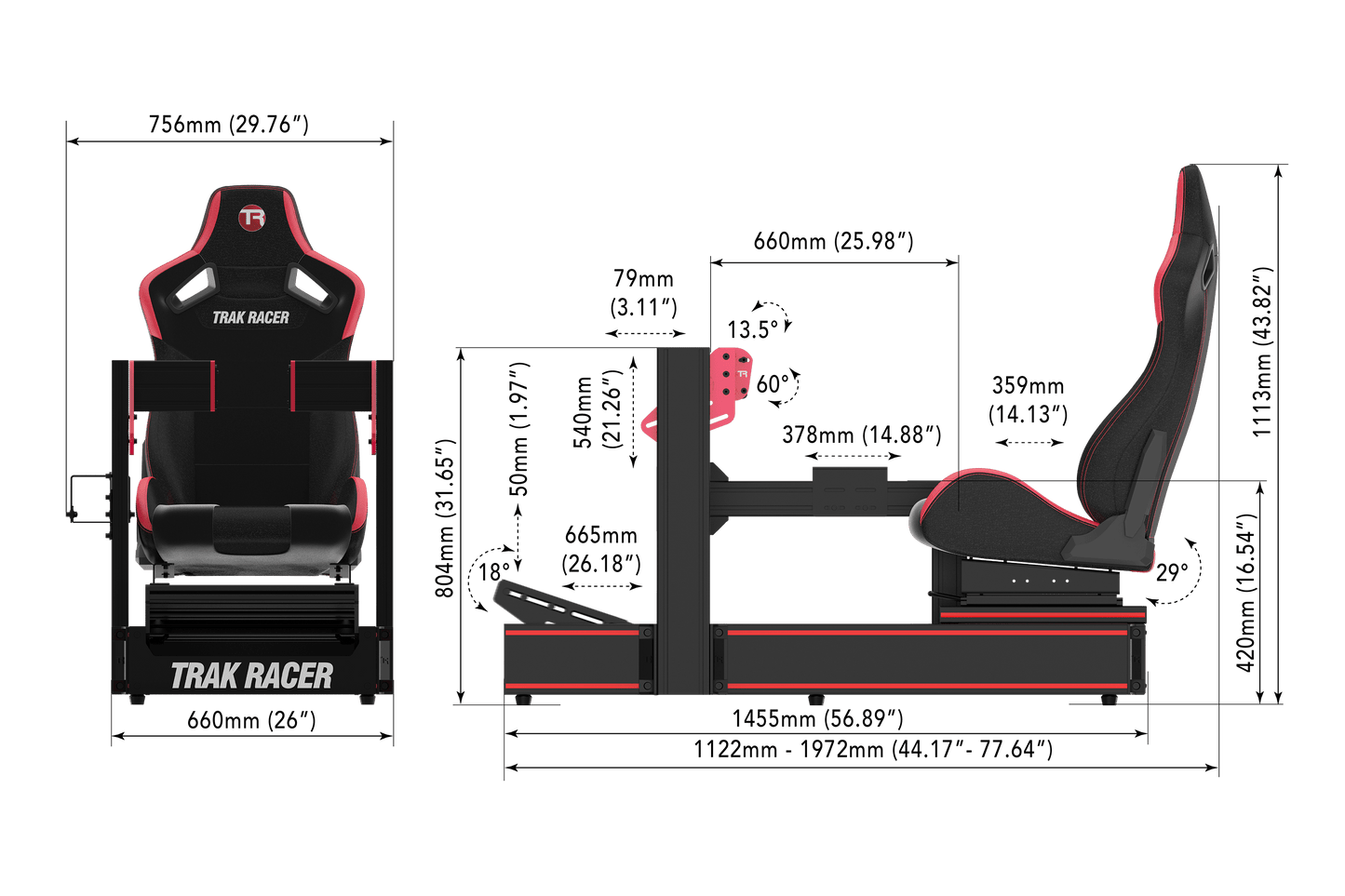 TR160 V5 Racing Simulator with Seat Slider Kit