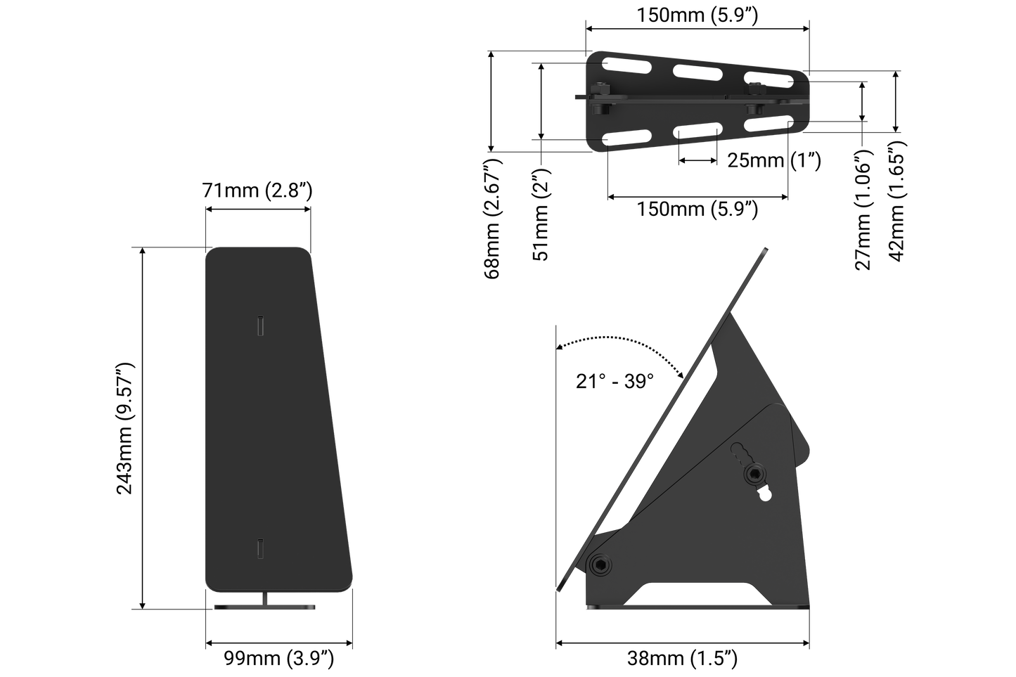 Universal Sim Racing Footrest — Left Foot Rest for Extrusion & Pedal Plate Mounting
