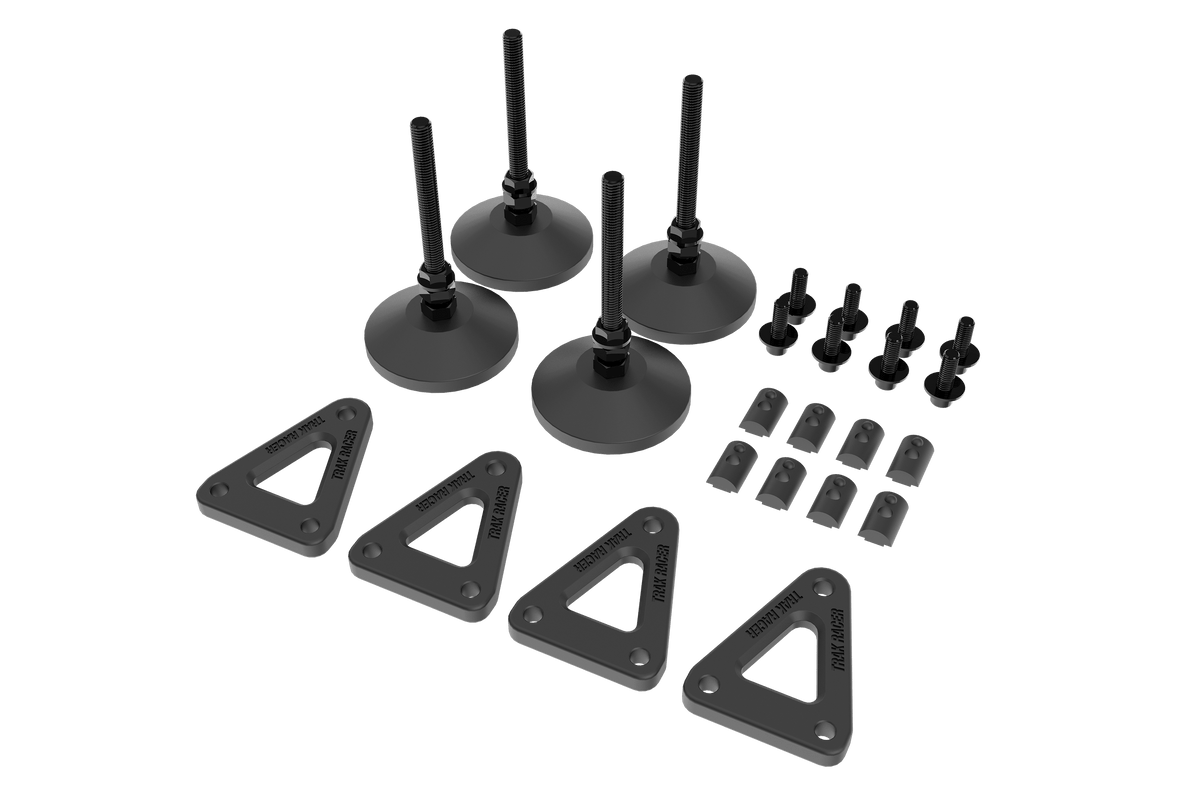 Adjustable Levelling Legs with Rubber Feet & Mounting Plates (Set of 4) for Sim Rig Chassis