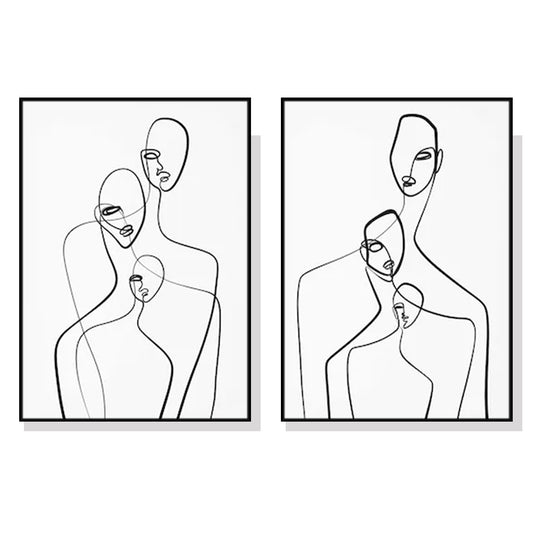 Wall Art 90cmx135cm Abstract Figures 2 Sets Black Frame Canvas