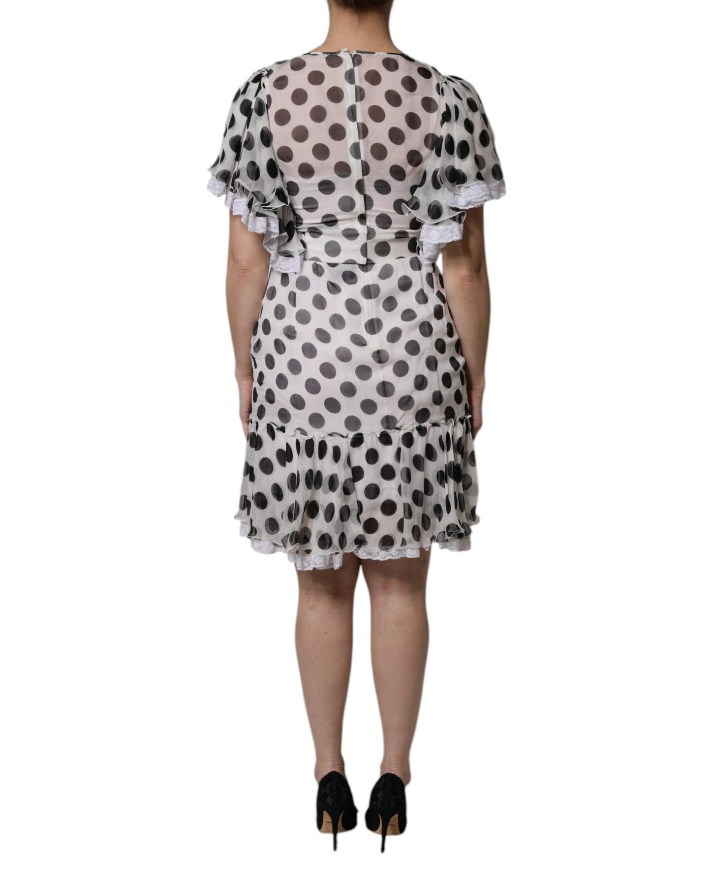 Dolce & Gabbana Women's White Polka Dotted Silk Blend A-line Dress - 36 IT