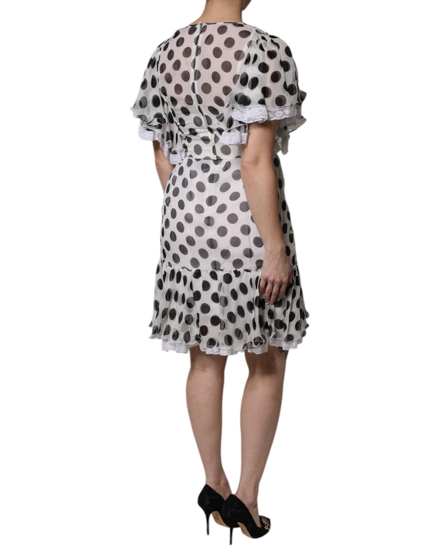 Dolce & Gabbana Women's White Polka Dotted Silk Blend A-line Dress - 36 IT