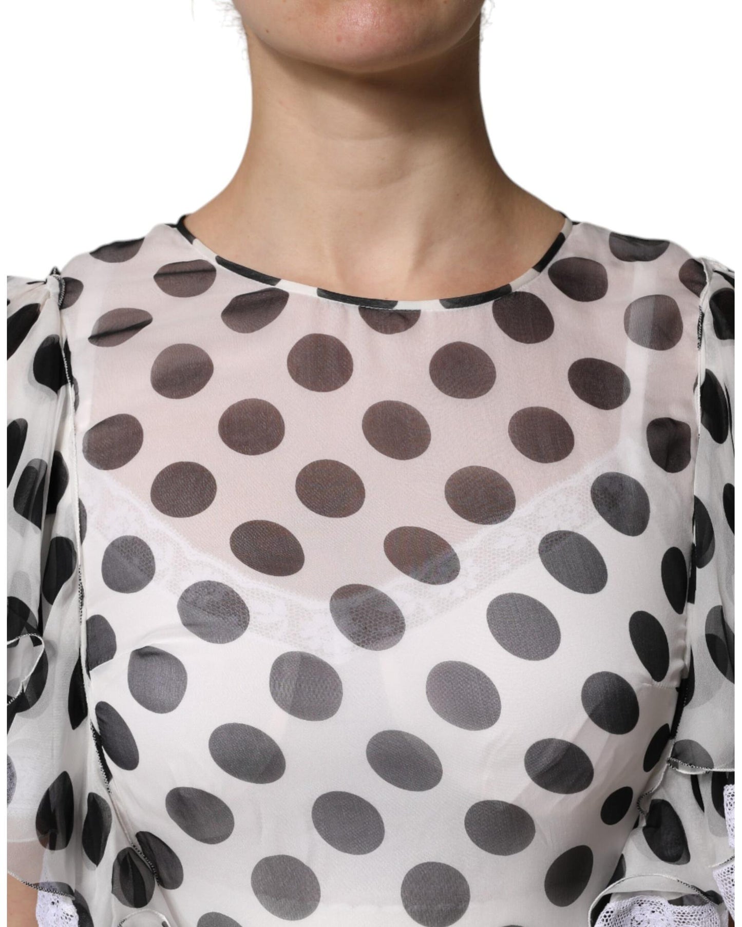 Dolce & Gabbana Women's White Polka Dotted Silk Blend A-line Dress - 36 IT