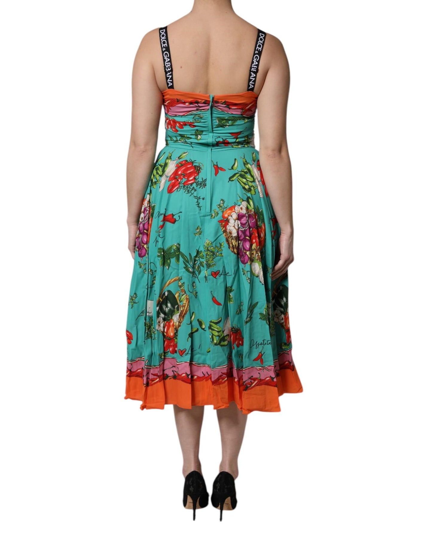 Dolce & Gabbana Women's Multicolor Printed Silk Sleeveless Midi Dress - 42 IT