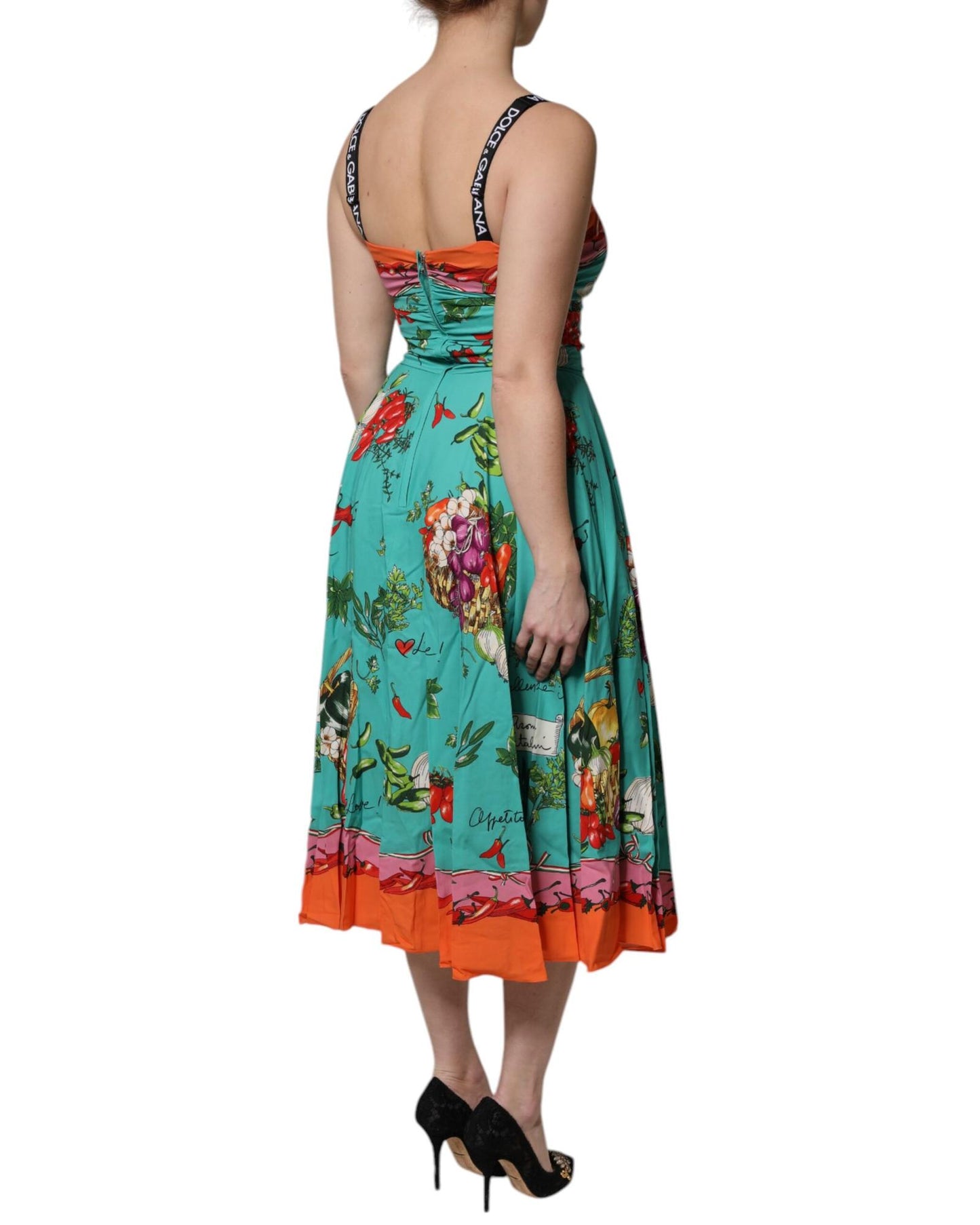 Dolce & Gabbana Women's Multicolor Printed Silk Sleeveless Midi Dress - 46 IT