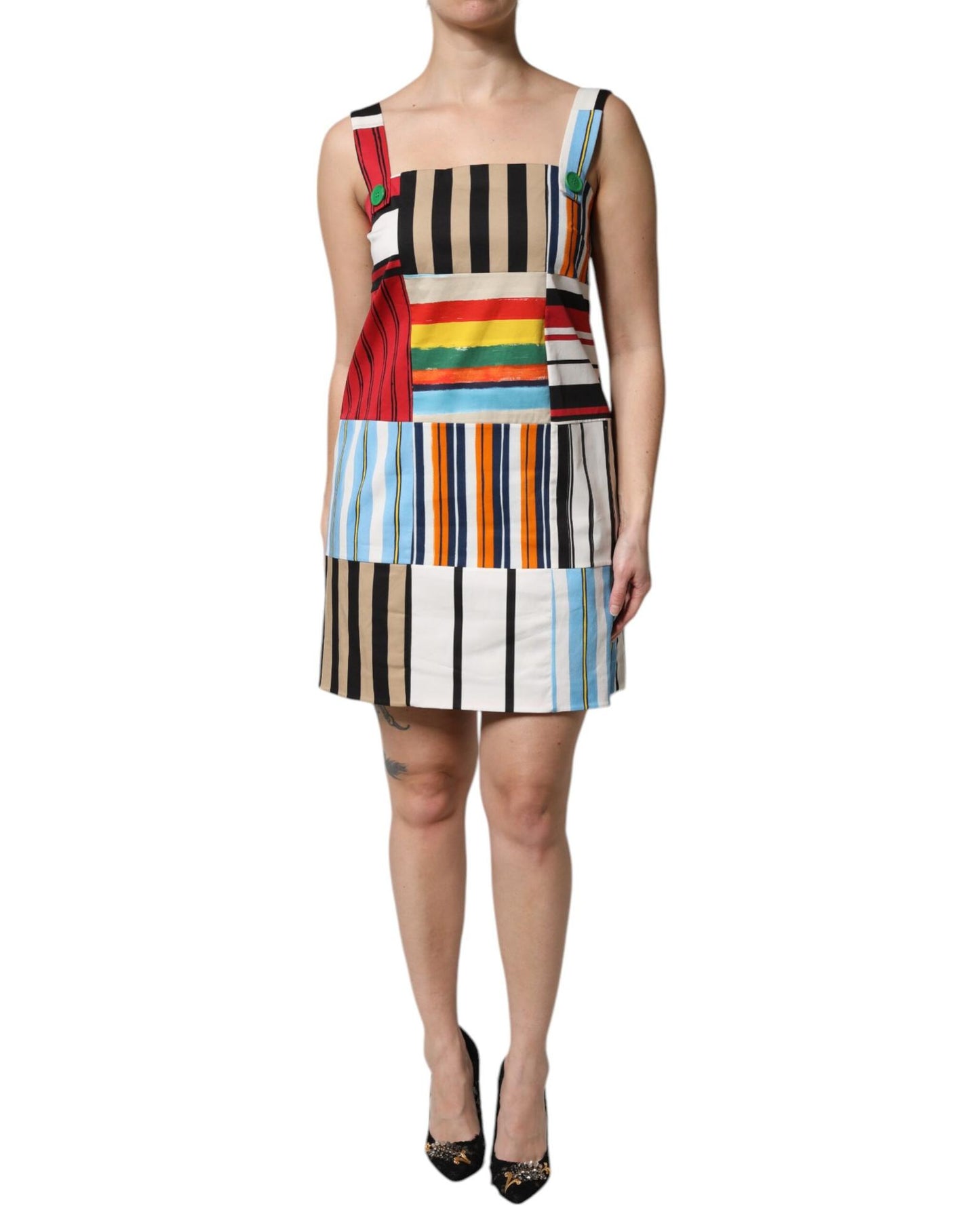 Dolce & Gabbana Women's Multicolor Cotton Stripe Sleeveless Dress - 40 IT