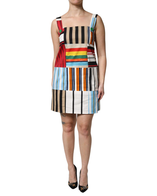 Dolce & Gabbana Women's Multicolor Cotton Stripe Sleeveless Dress - 42 IT