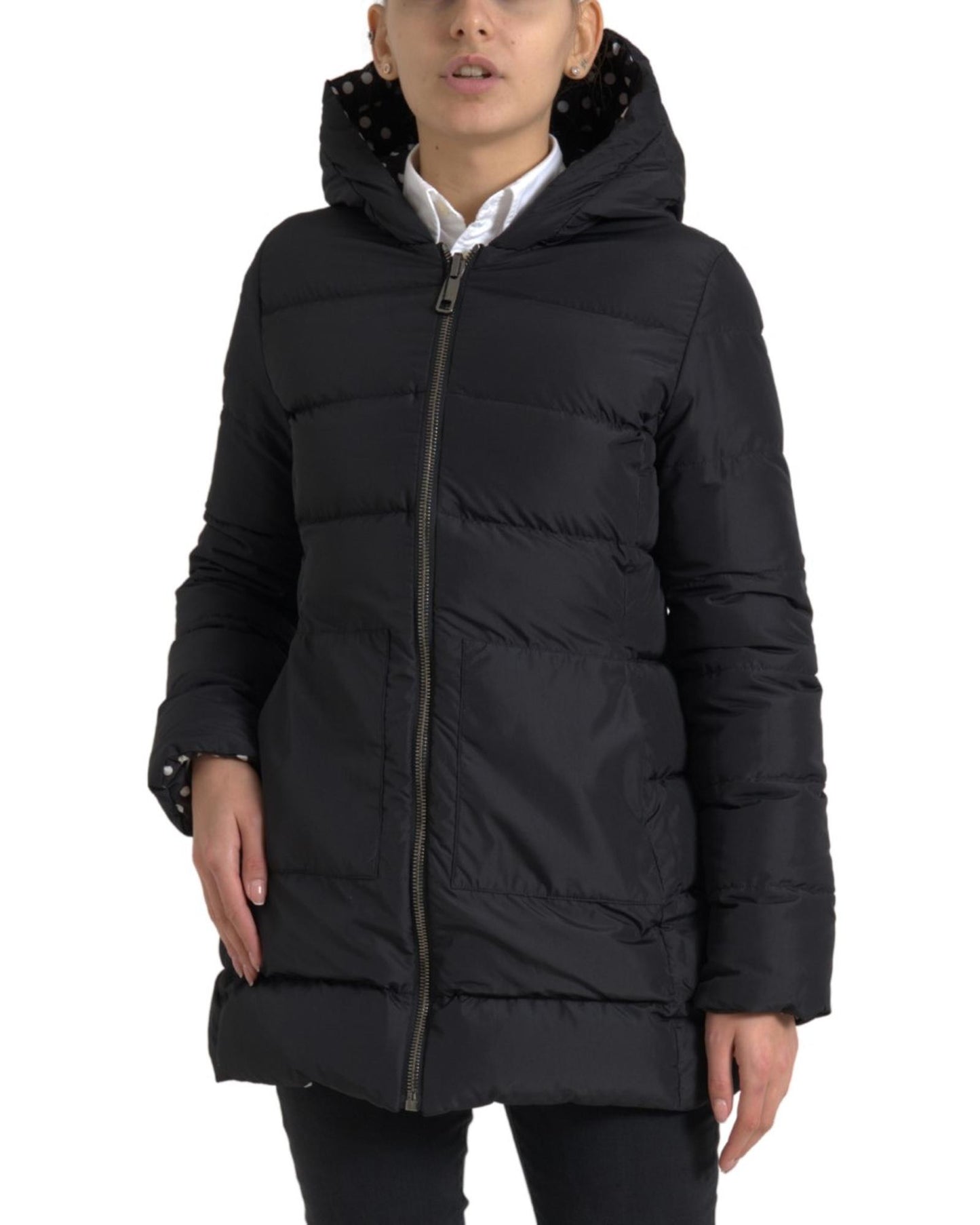 Dolce & Gabbana Women's Elegant Full Zip Black Hooded Jacket - 36 IT