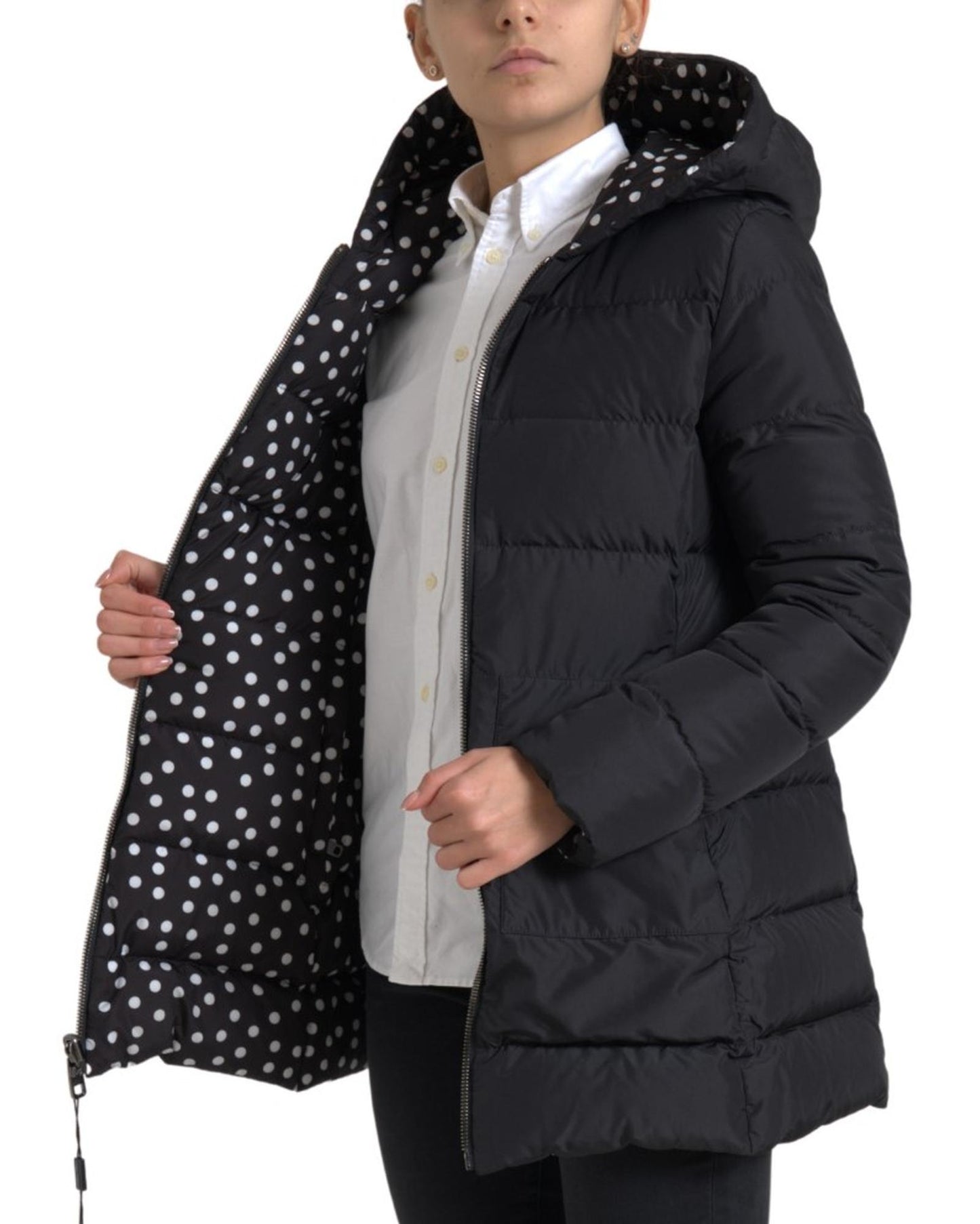 Dolce & Gabbana Women's Elegant Full Zip Black Hooded Jacket - 36 IT
