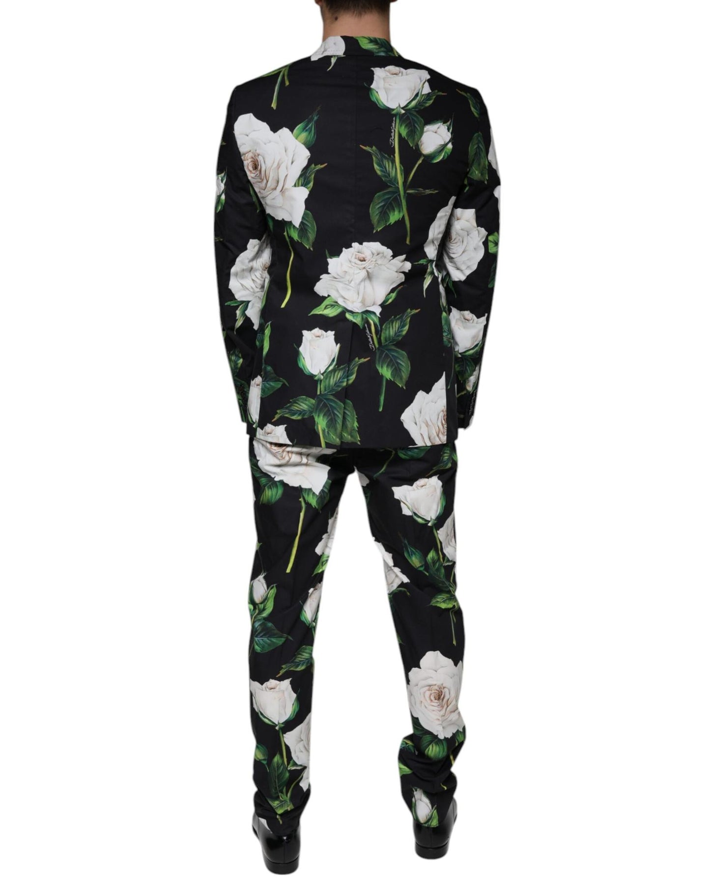 Dolce & Gabbana Men's Black Rose Cotton  Formal 2 Piece Suit - 50 IT