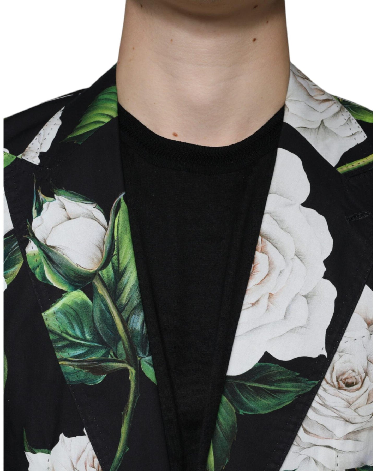 Dolce & Gabbana Men's Black Rose Cotton  Formal 2 Piece Suit - 50 IT
