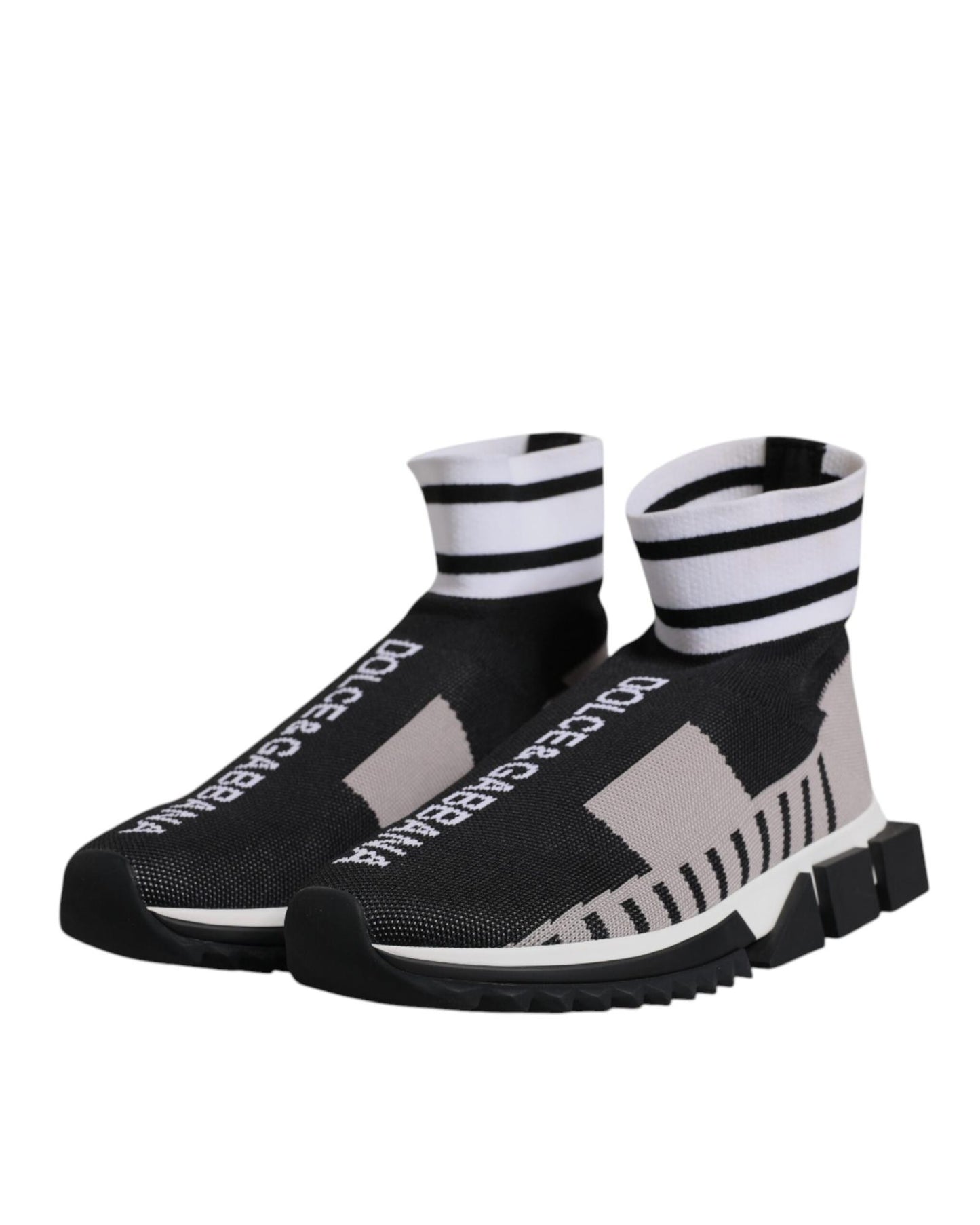 Dolce & Gabbana Women's Black Gray Sorrento Socks  Sneakers Shoes - 36 EU