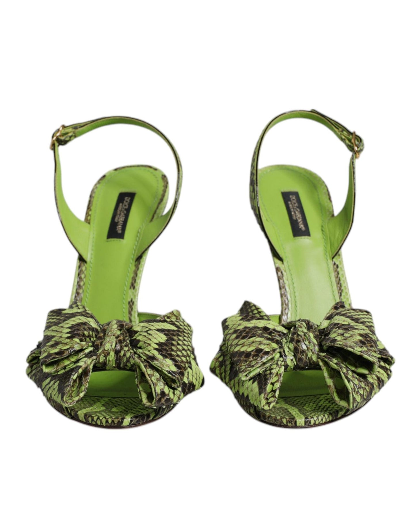 Dolce & Gabbana Women's Green Python Leather Heels Sandals Shoes - 37.5 EU
