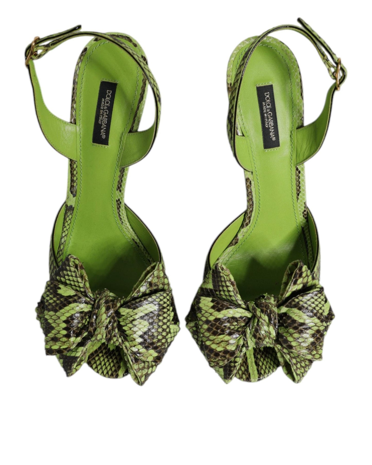 Dolce & Gabbana Women's Green Python Leather Heels Sandals Shoes - 37.5 EU