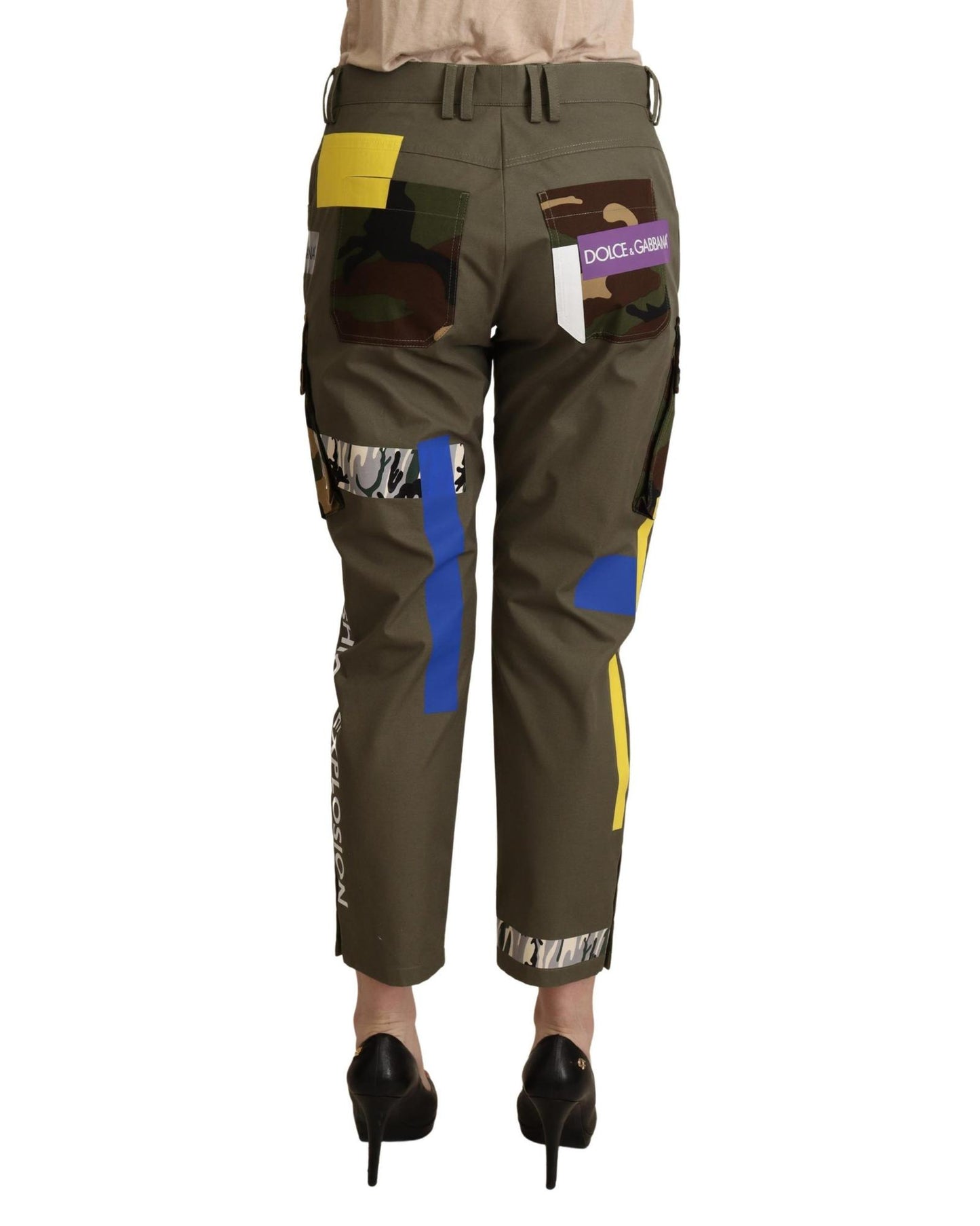 Dolce & Gabbana Women's Green Military Cargo Trouser Cotton Pants - 38 IT