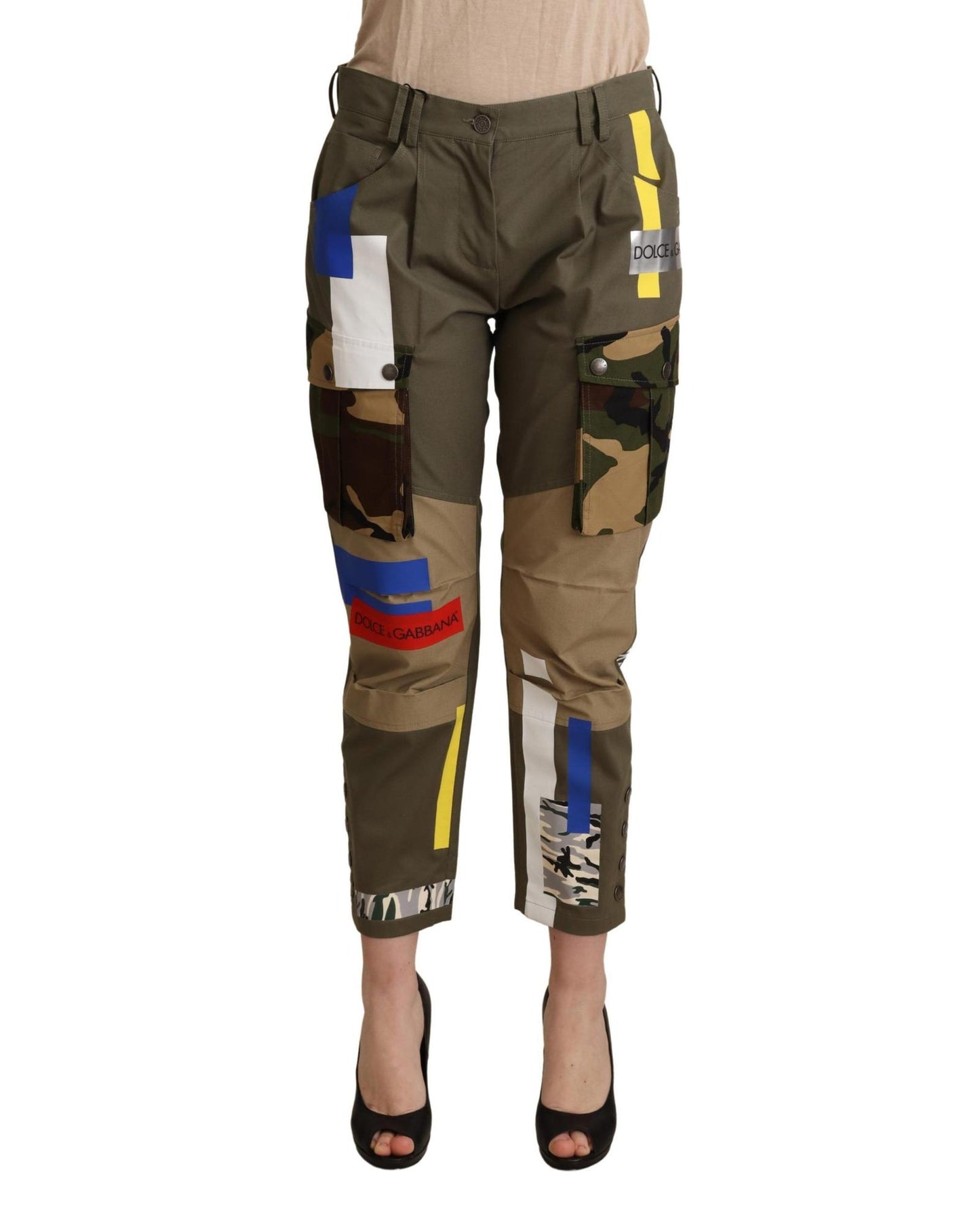 Dolce & Gabbana Women's Green Military Cargo Trouser Cotton Pants - 40 IT