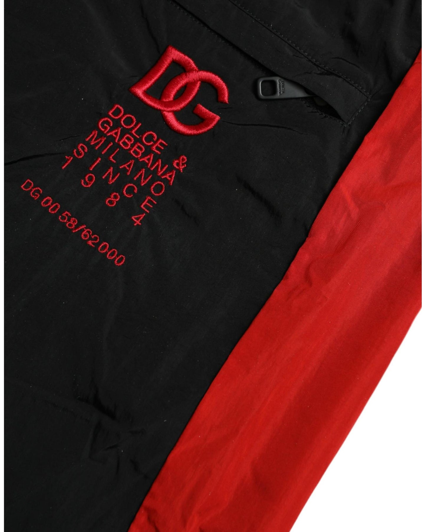 Dolce & Gabbana Men's Black Red Leopard Print Nylon Jogger Pants - 50 IT