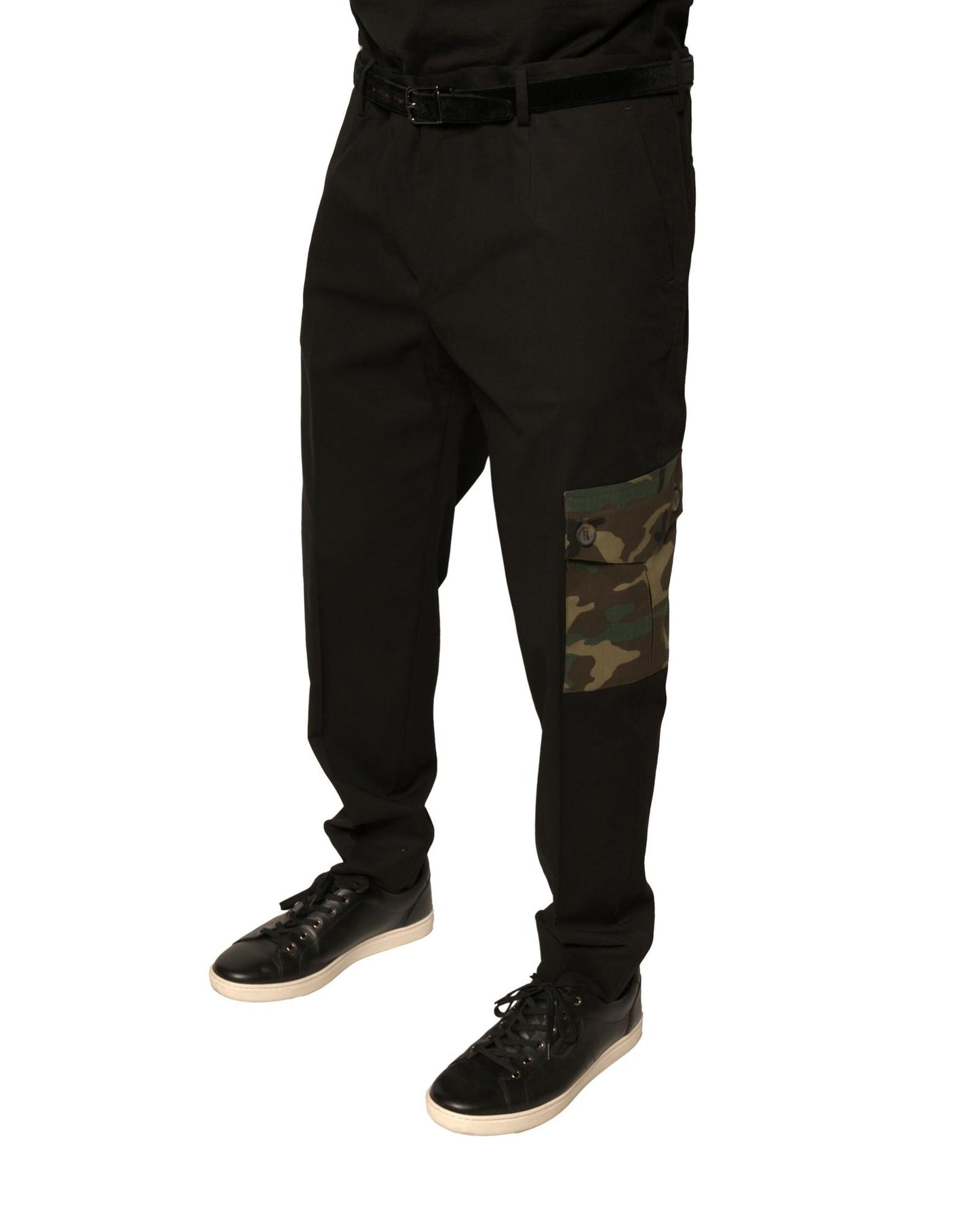Dolce & Gabbana Men's Black Cotton  Cargo Casual Pants - 52 IT