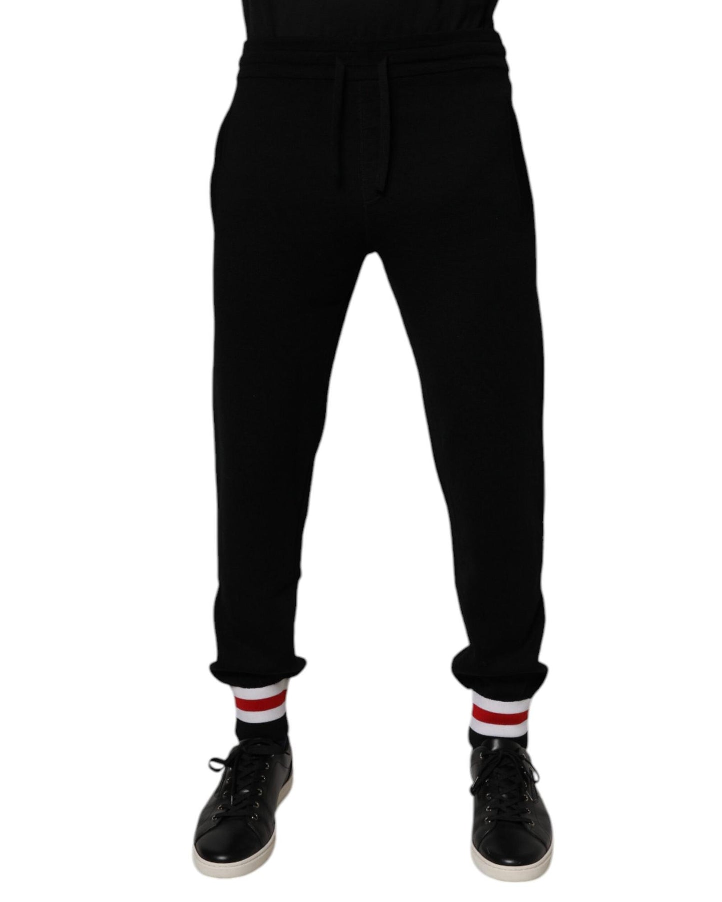 Dolce & Gabbana Men's Black Wool Mid Waist Jogger Sweatpants Pants - 46 IT