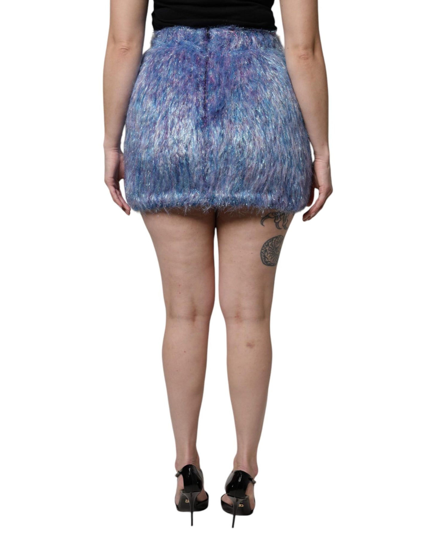Dolce & Gabbana Women's Multicolor Plush High Waist Mini Skirt - 44 IT