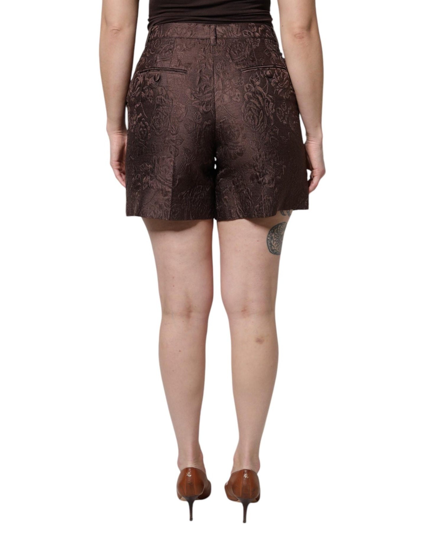 Dolce & Gabbana Women's Brown Floral Brocade Mid Waist Mini Short - 38 IT