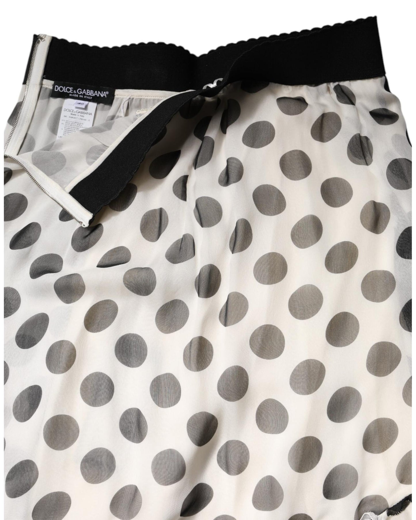Dolce & Gabbana Women's White Black Polka Dots Knee Length Skirt - 40 IT