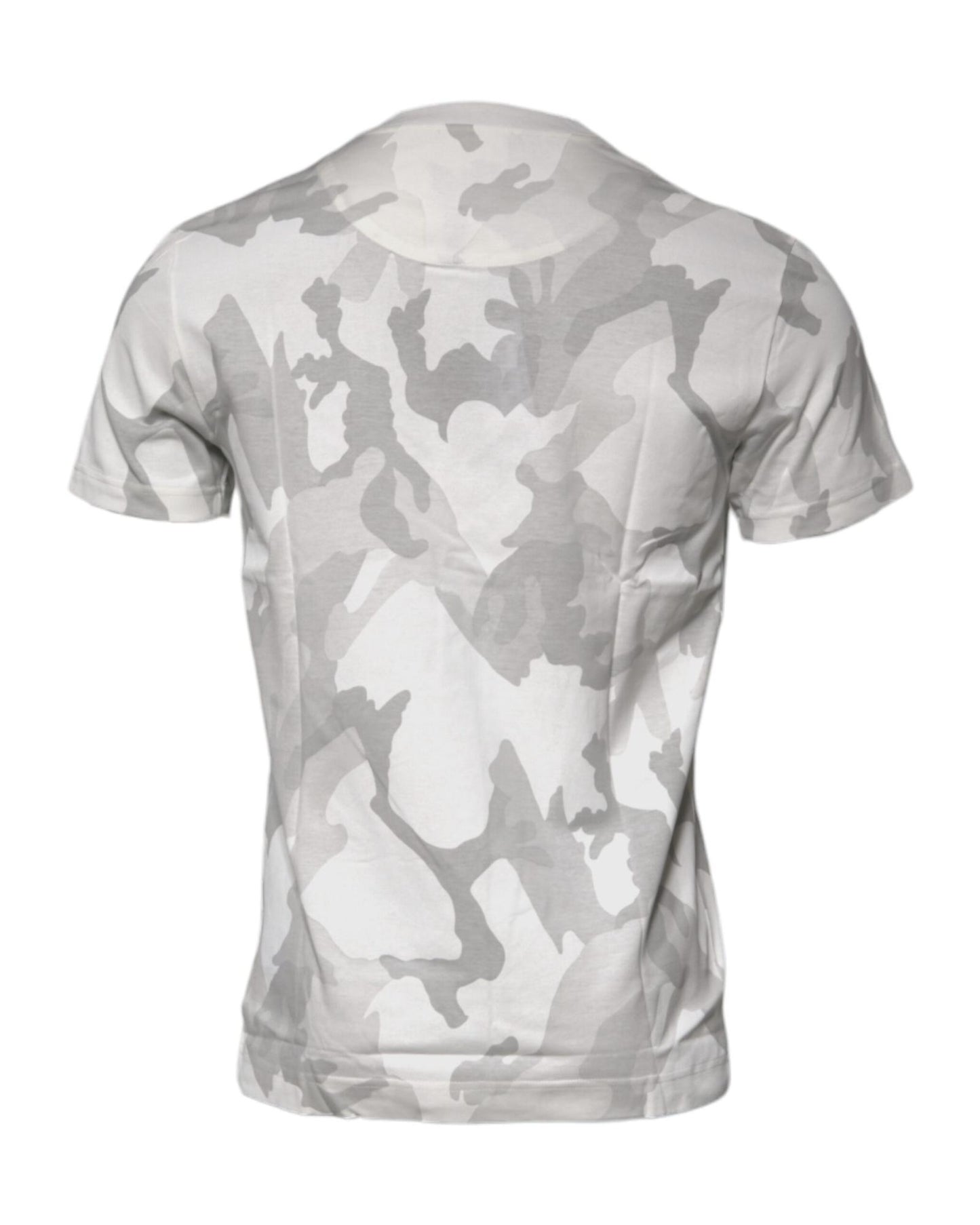 Dolce & Gabbana Men's White Gray Camouflage Cotton Crew Neck T-shirt - 44 IT