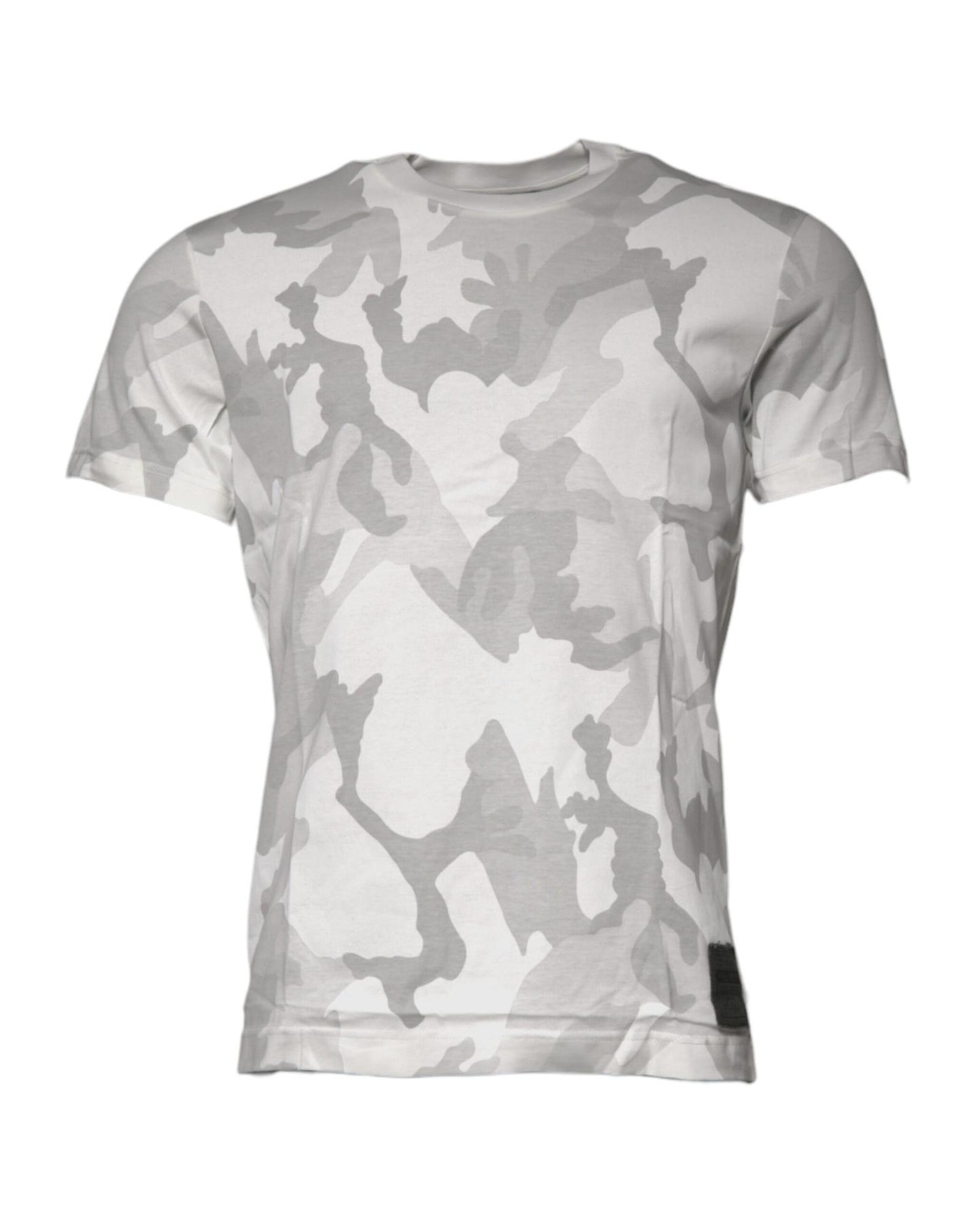 Dolce & Gabbana Men's White Gray Camouflage Cotton Crew Neck T-shirt - 46 IT