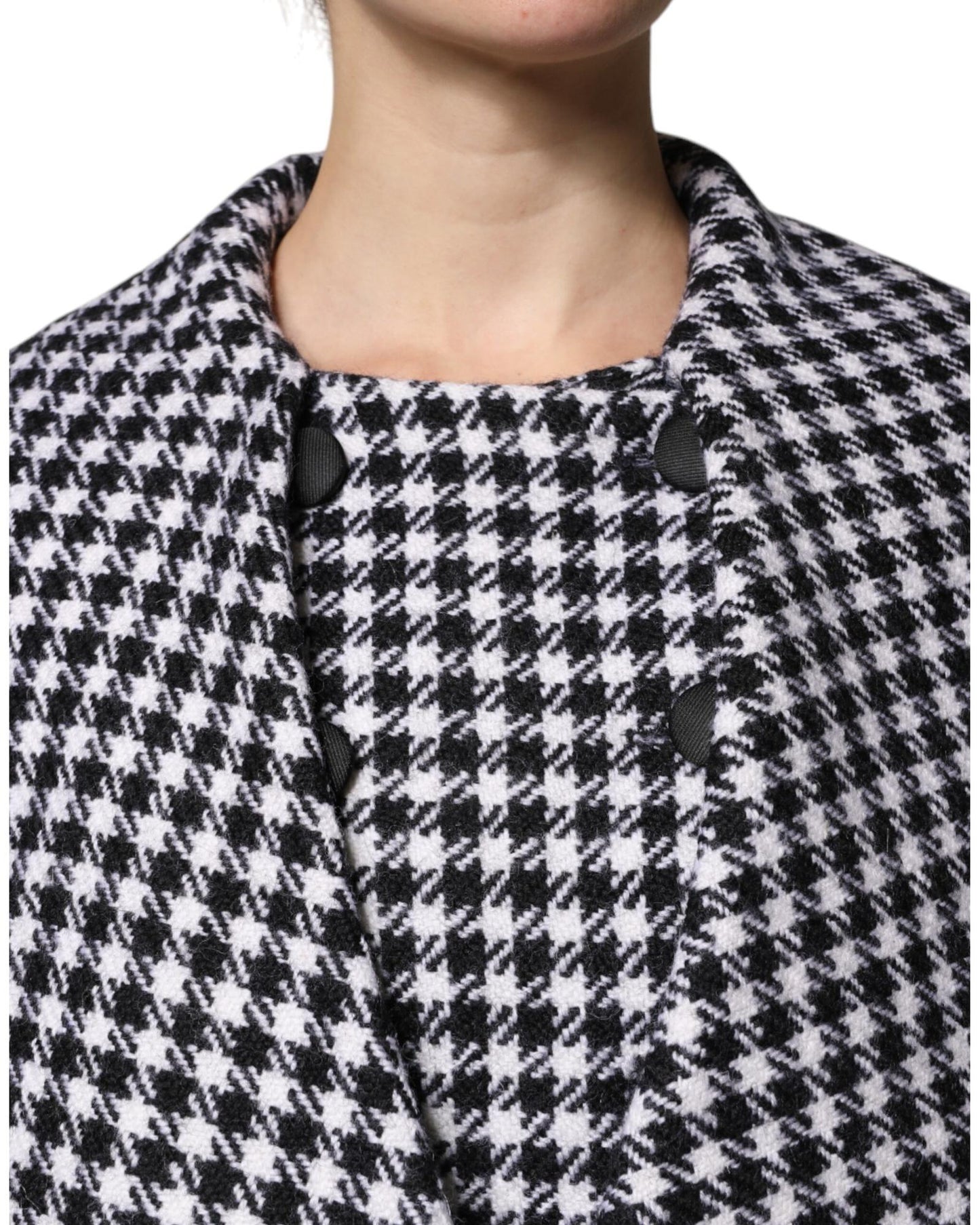 Dolce & Gabbana Women's Black White Monochrome Patterned Floral Cape Jacket - 38 IT