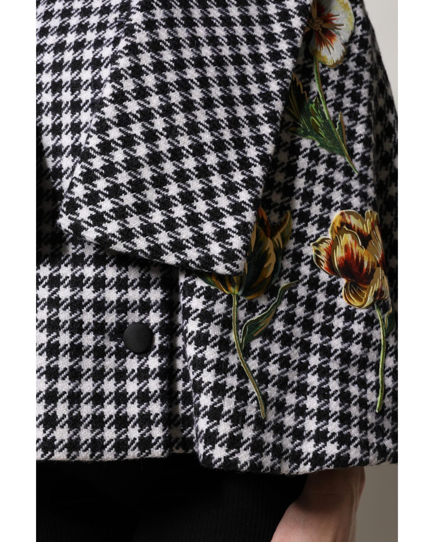 Dolce & Gabbana Women's Black White Monochrome Patterned Floral Cape Jacket - 40 IT