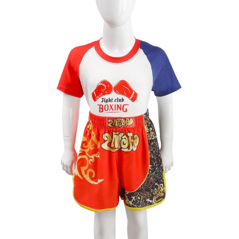 Kids Boxing Set - Sparring Shorts And Tights - Bright Green - Silvery Dragon Black - M