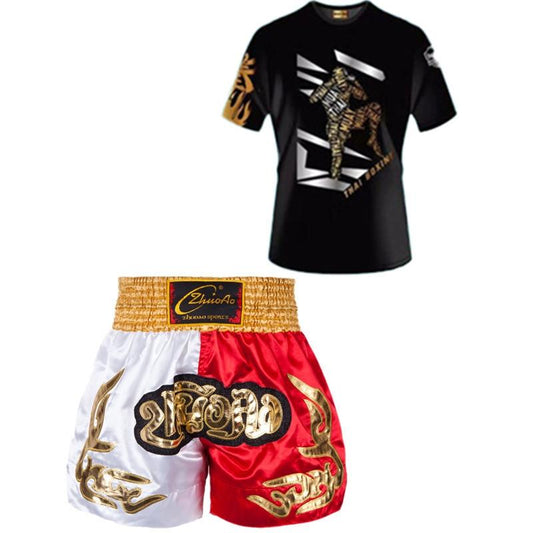 Kids Boxing Set - Sparring Shorts And Tights - Bright Green - Yellow Waist Belt - Xl