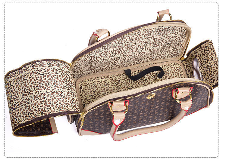 Portable Pet Travel Bag - Anti-Crush Dog Carrier for Outdoor Trips (L-42x29x18cm, Coffee Color)
