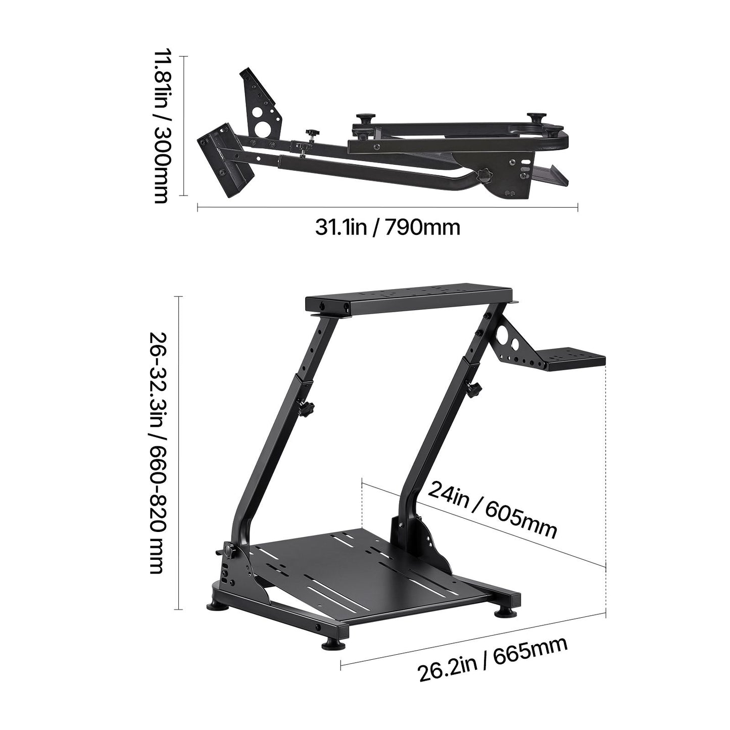 Racing Wheel Stand, Adjustable & Foldable Simulator Stand for Logitech G29 G27 G920 G923, Thrustmaster T300RS T300GT T248 TS-PC TSXW Gaming Cockpit,Pedals Simulator NOT Included